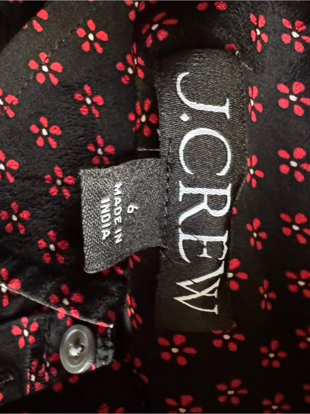 J.Crew Cerise Floral Crepe Chine Button-Front Burgundy Polka Dot Shirt Dress - Picture 8 of 9